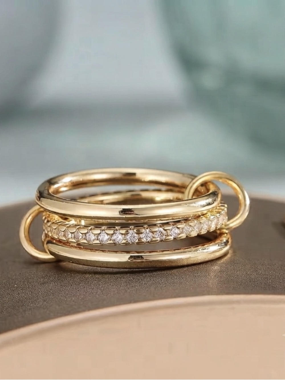 ✨ Gold Knot Stackable Ring with Pavé Accents - 18k gold plating & Zircon